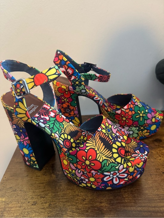 Jeffrey Campbell Shoes - Jeffrey Campbell Floral Platform Block Heel Sandals Multicolor Size 8.5